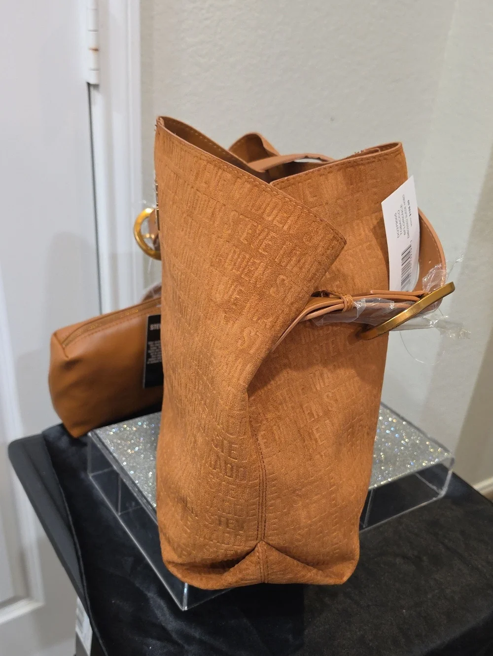 Steve Madden BFlorence Logo-Embossed Hobo Bag- Tobacco
